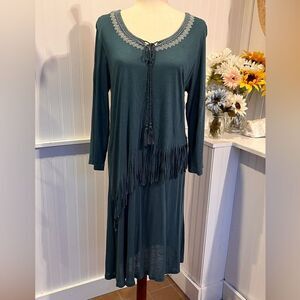 Fringe Long-Sleeve Cowgirl Dress  Back in the Saddle